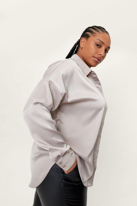 NastyGal Plus Size Oversized Longline Satin Shirt 3