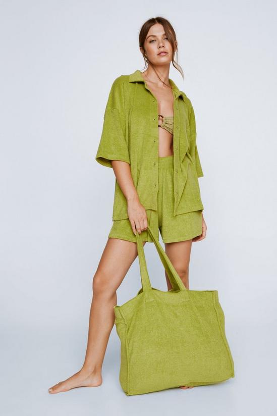NastyGal Towelling Shirt and Shorts 4 Piece Cover Up Set 1