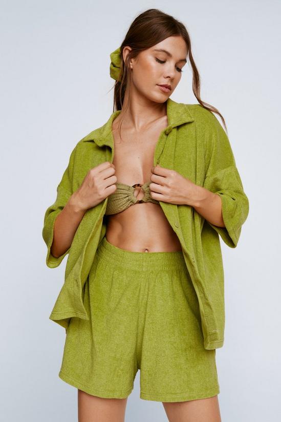 NastyGal Towelling Shirt and Shorts 4 Piece Cover Up Set 2