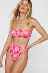 NastyGal Shirred Floral Bandeau Bikini Set thumbnail 3