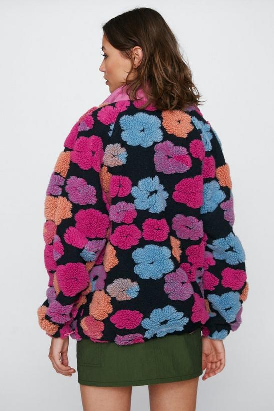 NastyGal Floral Print Fleece Bomber Jacket 4