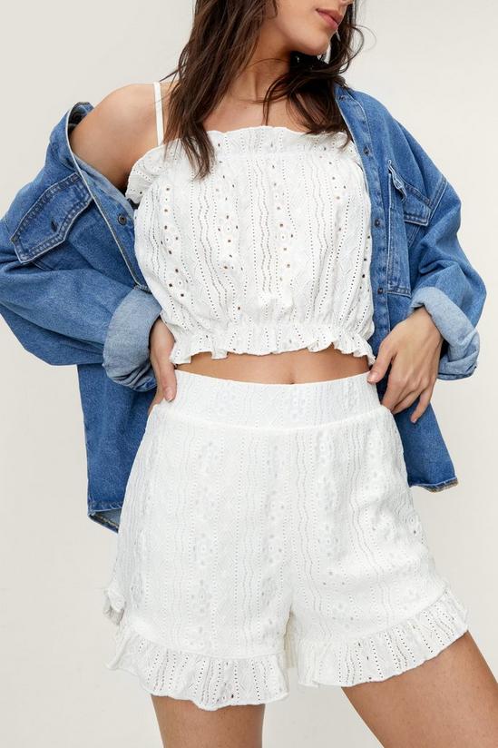 NastyGal Textured Lace Ruffle Cropped Top 3