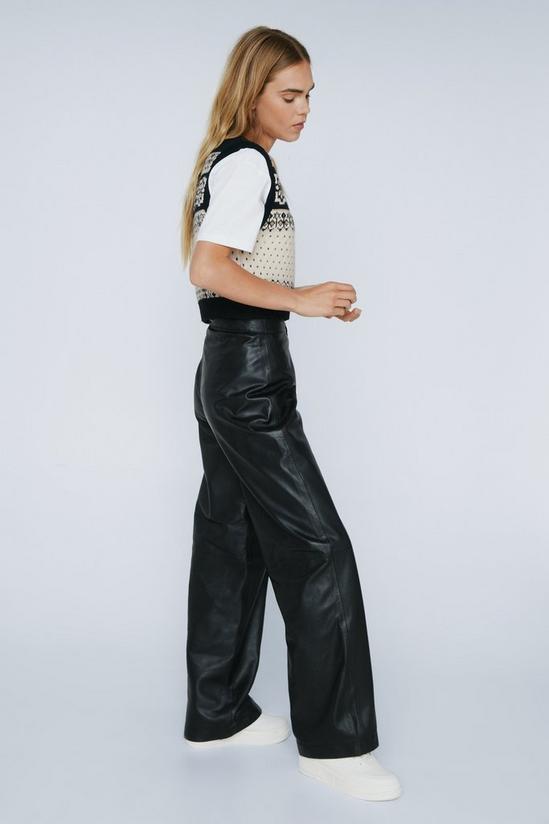 NastyGal Real Leather Wide Leg Seam Detail Trousers 2