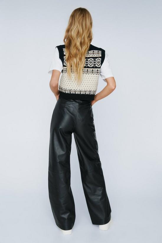 NastyGal Real Leather Wide Leg Seam Detail Trousers 4