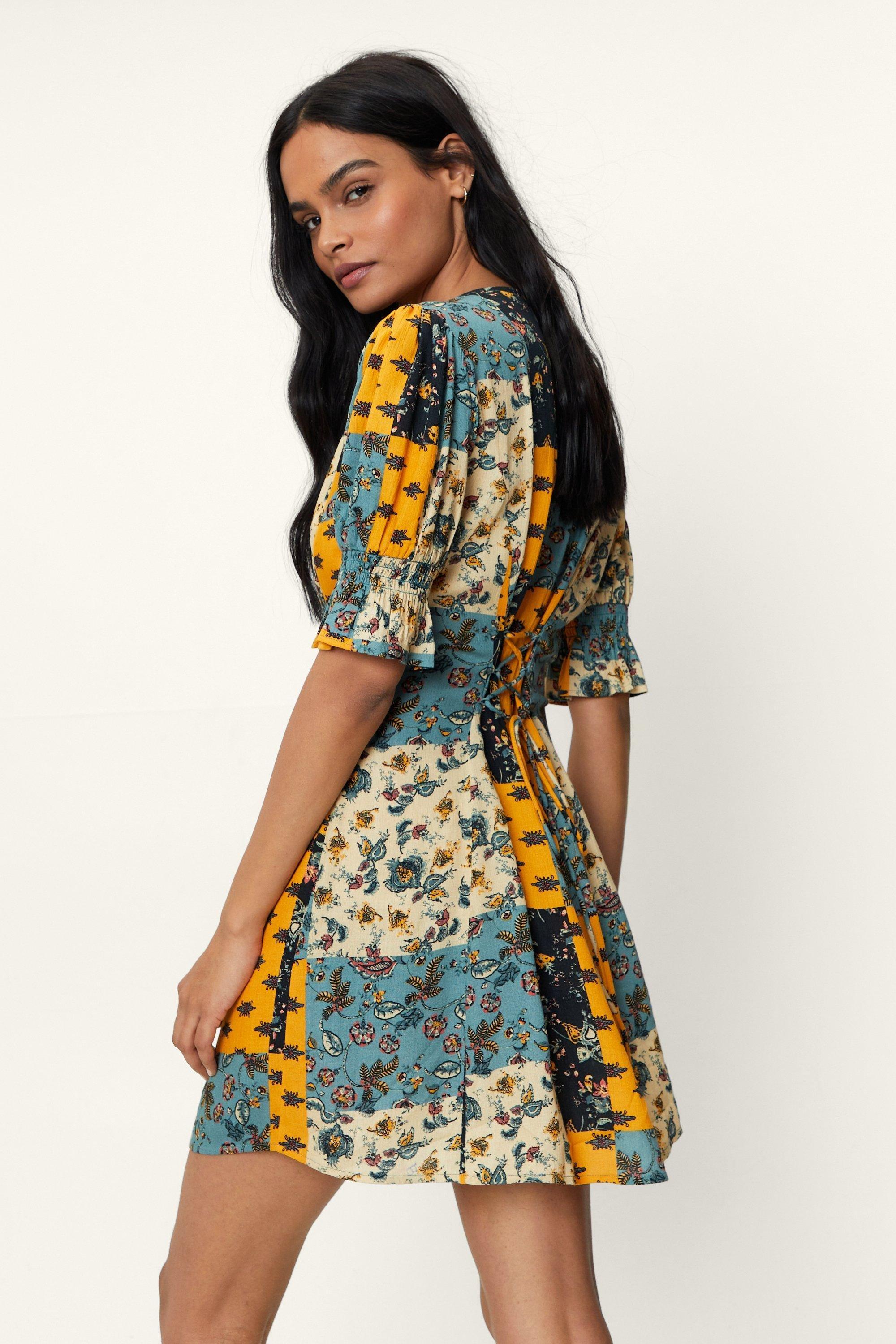 Boohoo shop patchwork dress