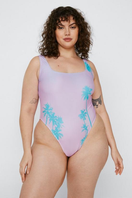 NastyGal Plus Size Palm Tree Swimsuit 1