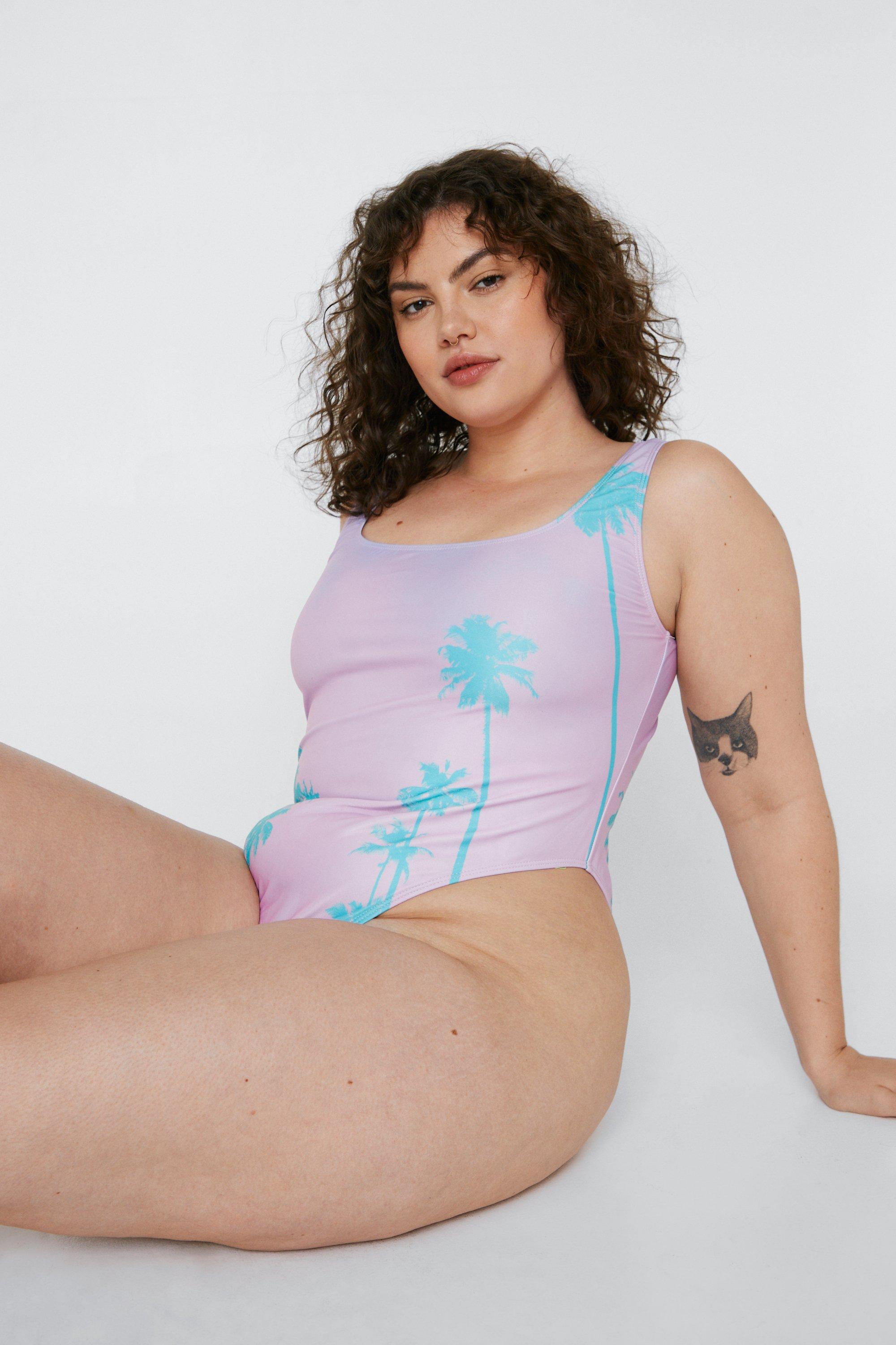 Pink palm tree swimsuit on sale