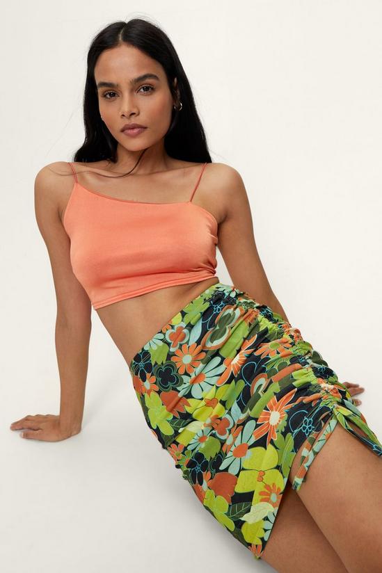NastyGal Floral Ruched Side Mini Skirt 1