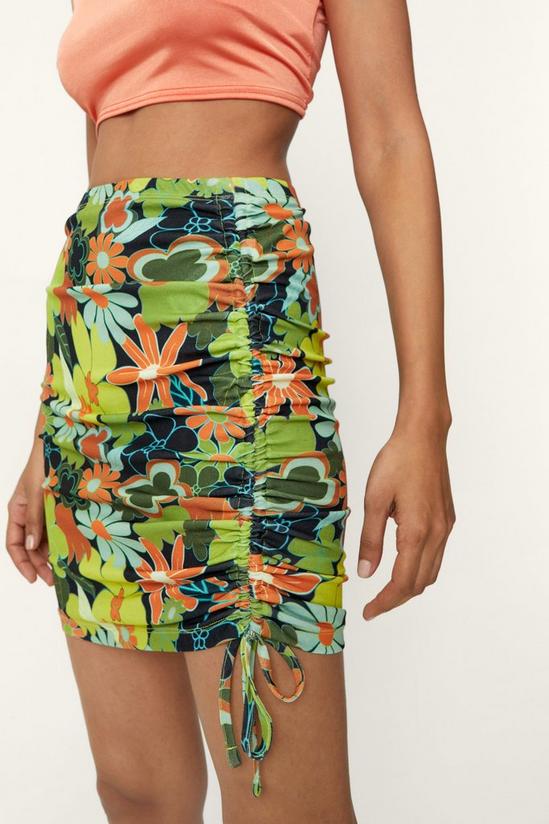 NastyGal Floral Ruched Side Mini Skirt 2