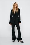NastyGal Belted Blazer With Feather Cuffs thumbnail 3