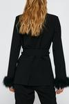 NastyGal Belted Blazer With Feather Cuffs thumbnail 4
