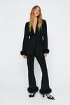 NastyGal Flared Trousers With Feather Trims thumbnail 1