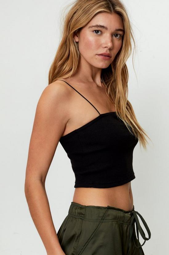 NastyGal Strappy Square Neck Ribbed Crop Top 3
