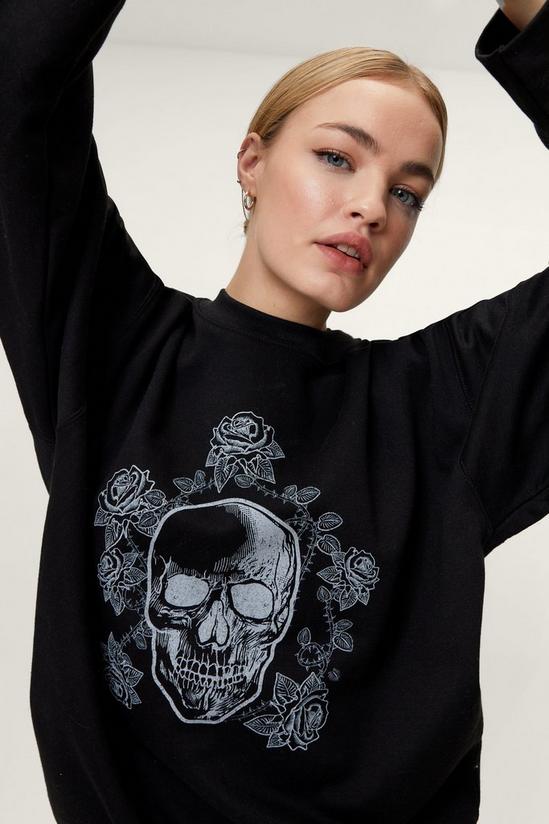 NastyGal Skull Graphic Long Sleeve Sweatshirt 1