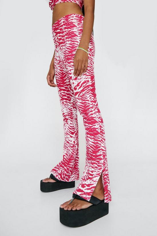 NastyGal Zebra Print Flared Trousers With Side Splits 3