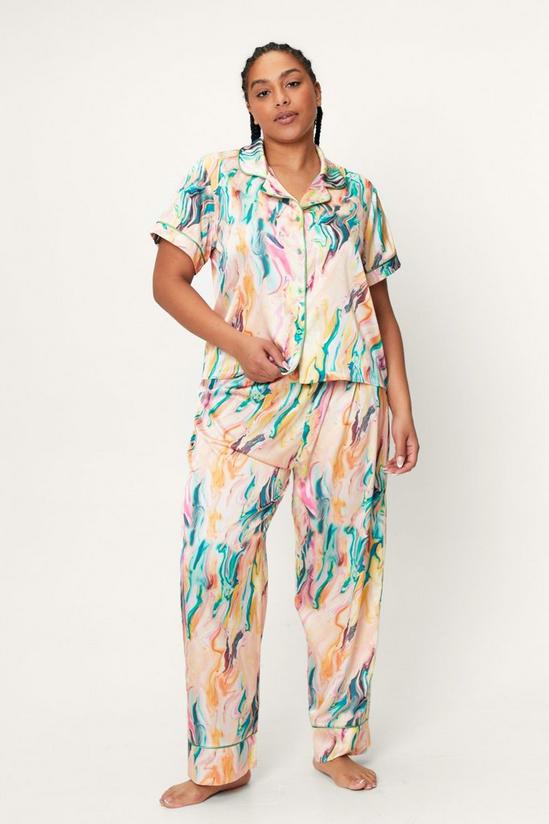 NastyGal Plus Size Marble Print Pajama Set 1