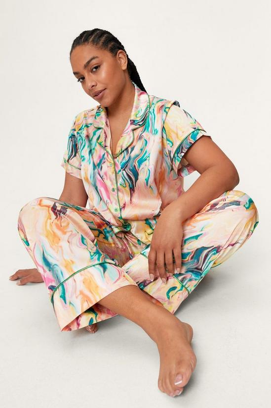 NastyGal Plus Size Marble Print Pajama Set 2