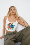NastyGal Strappy Rose Embroidery Corset Crop Top thumbnail 1