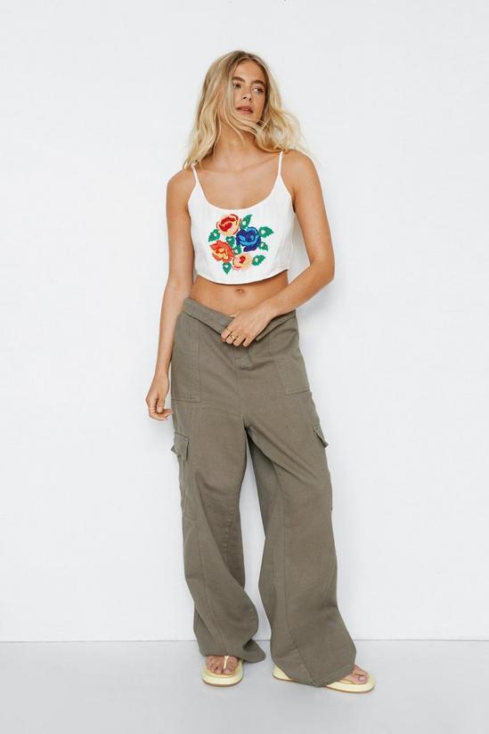 NastyGal Strappy Rose Embroidery Corset Crop Top 3