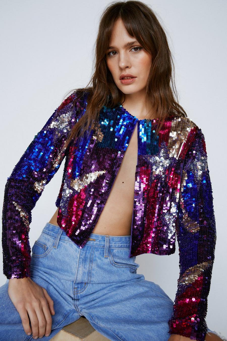 Blue Sequin Star And Heart Jacket