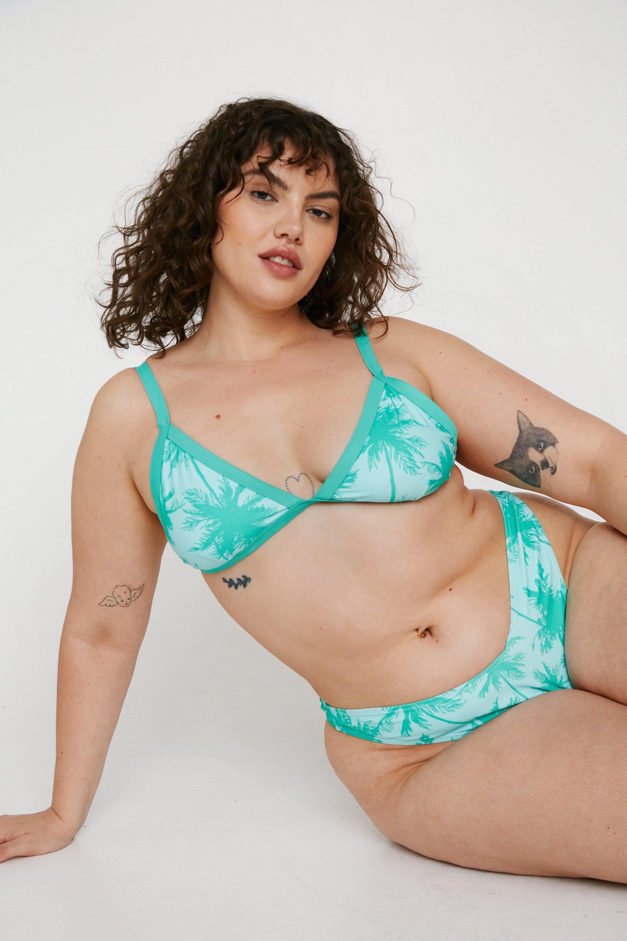 Plus Size Palm Print Bikini Set boohoo UK