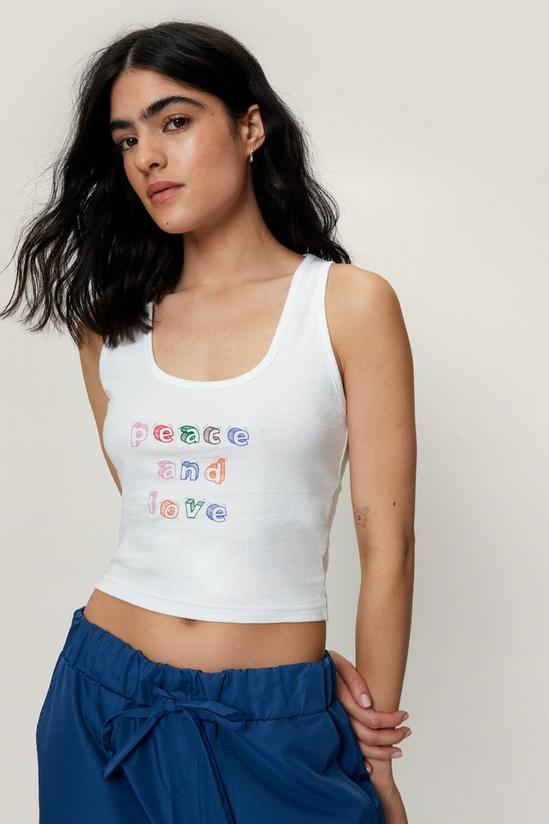 NastyGal Peace and Love Graphic Cropped Vest Top 1