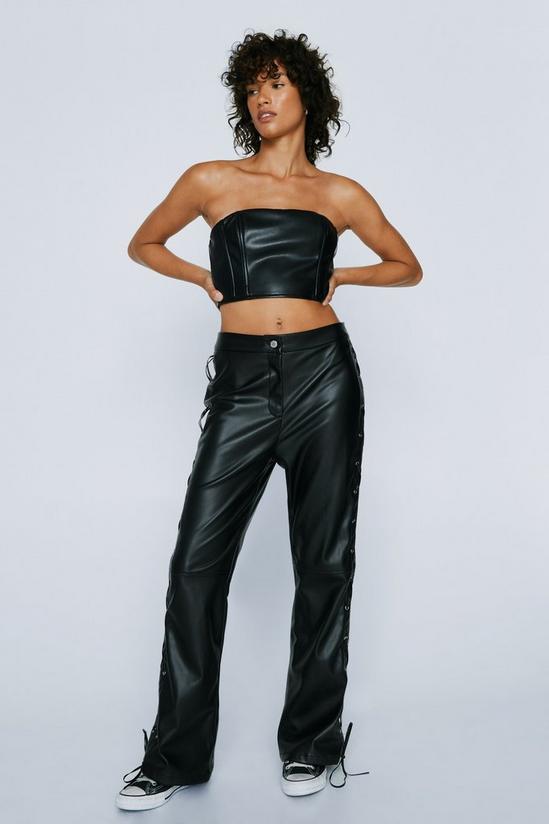 NastyGal Petite Faux Leather Lace Up Flared Pants 2