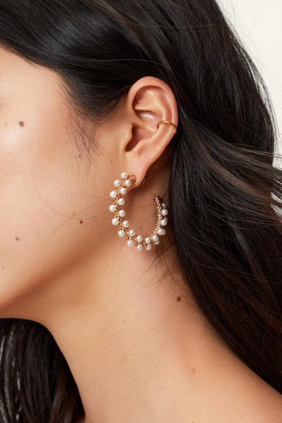 NastyGal Chunky Pearl Detail Hoop Earrings 1