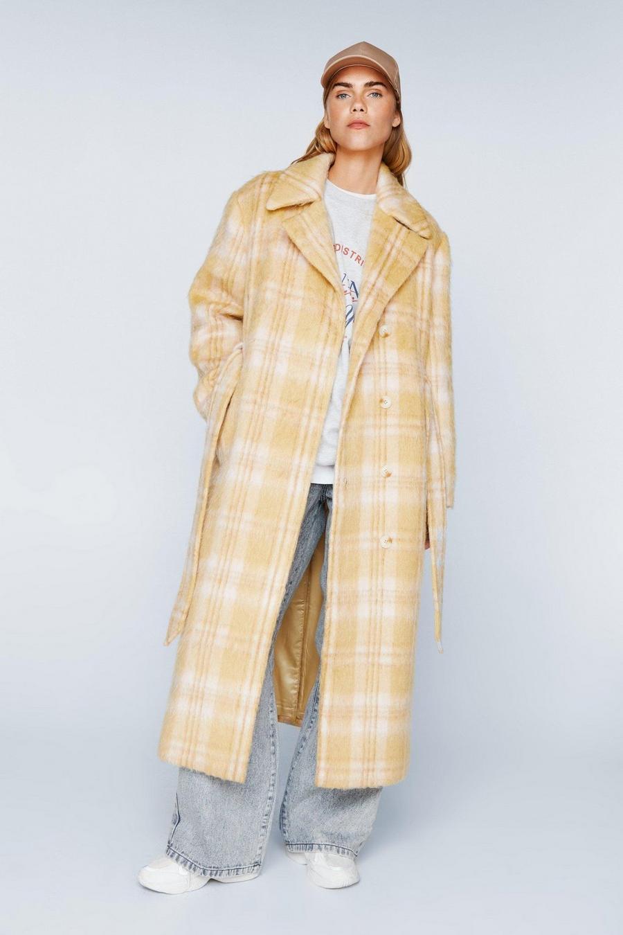Multi Plaid Wool Blend Robe Coat