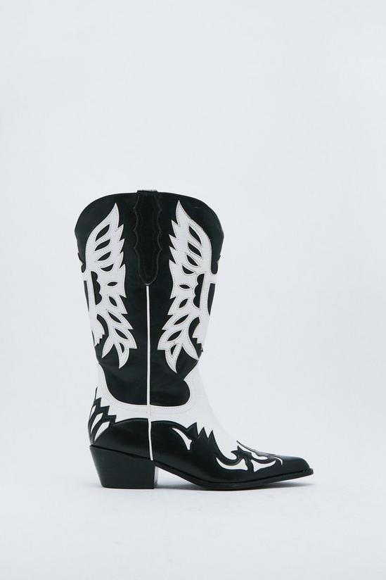 NastyGal Faux Leather Two Tone Cowboy Boots 1