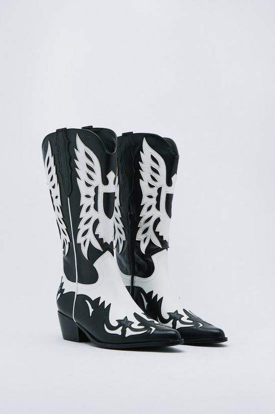 NastyGal Faux Leather Two Tone Cowboy Boots 4
