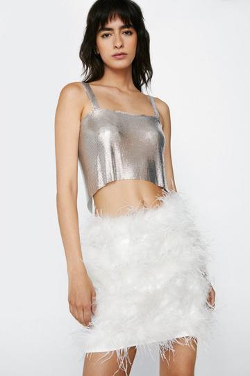 Feather Mini Skirt ivory