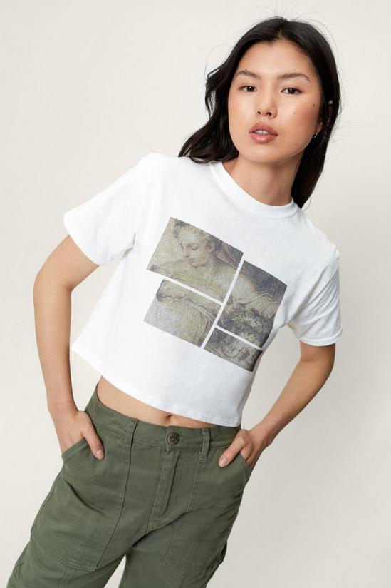 NastyGal Renaissance Printed Shrunken Cropped T-Shirt 2