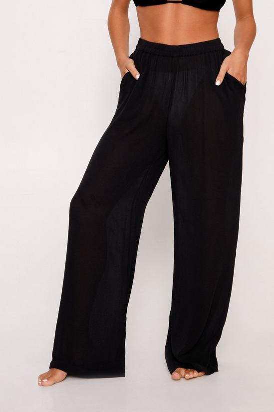 NastyGal Crinkle Wide Leg Cover Up Trousers 2
