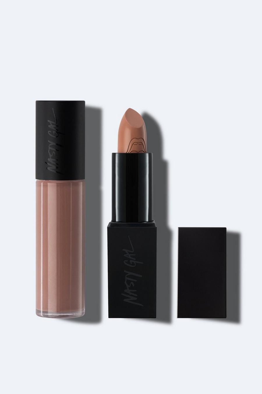 Nude pink Nasty Gal Beauty Luxe Lipstick and Lipgloss 2 Pc Set