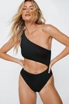 NastyGal Ribbed One Shoulder Cut Out Swimsuit thumbnail 2