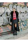 NastyGal Fur Trim Belted Faux Leather Coat thumbnail 1