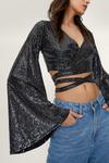 NastyGal Sequin Disco Wrap Front Cropped Top thumbnail 2