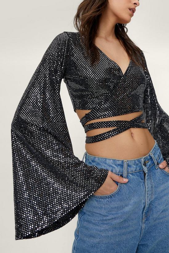 NastyGal Sequin Disco Wrap Front Cropped Top 2