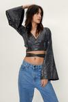 NastyGal Sequin Disco Wrap Front Cropped Top thumbnail 3