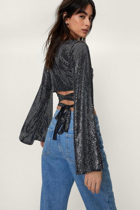 NastyGal Sequin Disco Wrap Front Cropped Top 4