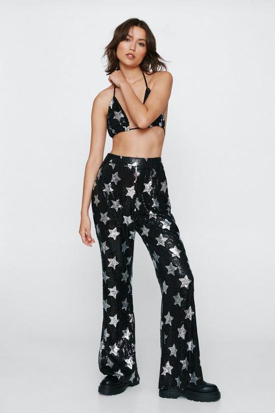 NastyGal Star Sequin High Waisted Flared Trousers 4
