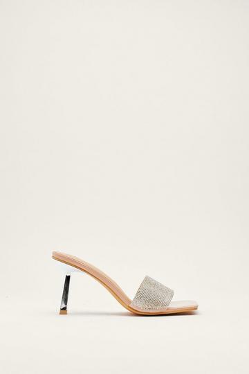 Diamante Heeled Mules nude