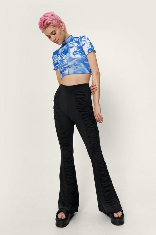 NastyGal Ruched Front High Waisted Flared Trousers 2
