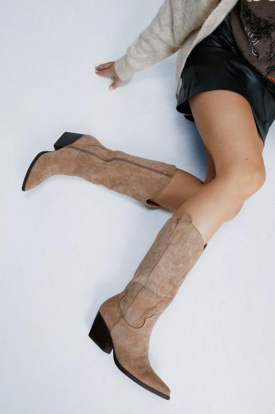 NastyGal Faux Suede Knee High Western Boots 2