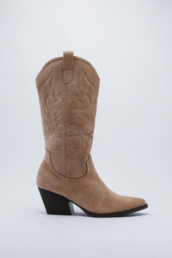 NastyGal Faux Suede Knee High Western Boots 3