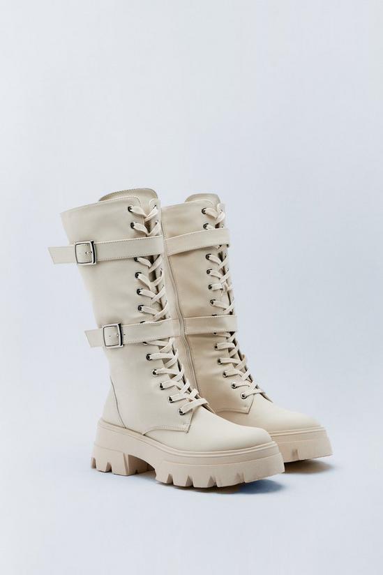 NastyGal Faux Leather Lace Up Buckle Detail Boots 4