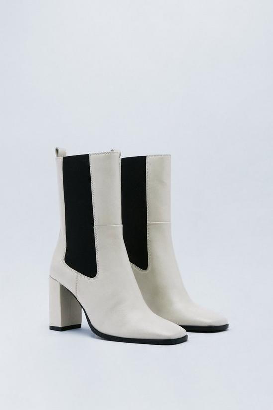 NastyGal Leather Square Toe Heeled Chelsea Boots 4
