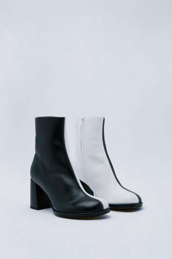 NastyGal Leather Two Tone Round Toe Ankle Boots 3