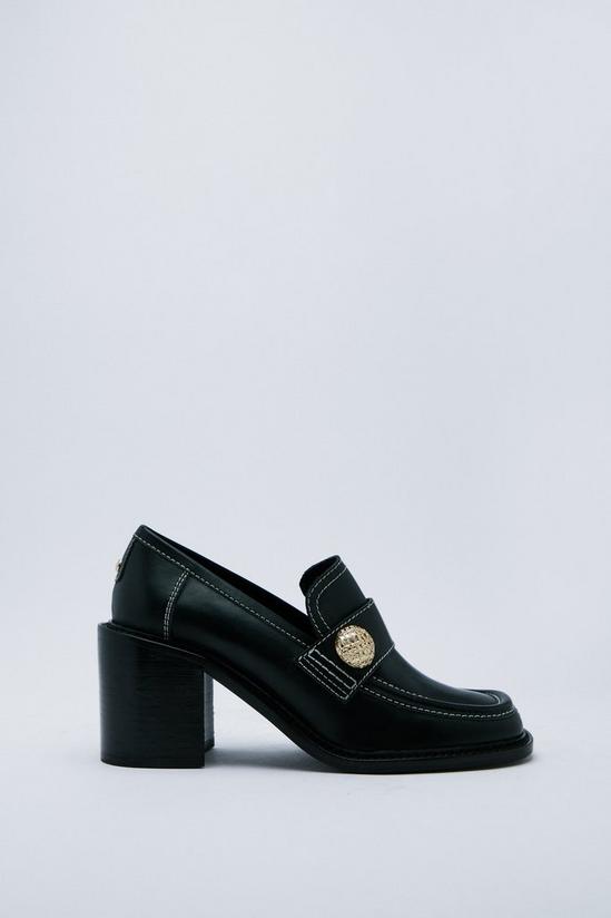 NastyGal Leather Contrast Stitch Heeled Loafers 3